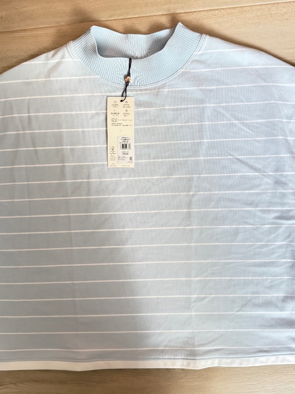 NWT CALIA Rib Mock Crop Tank Simple Stripe Pale Blue Women's Size XL